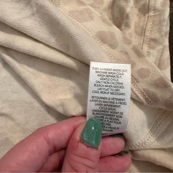 NWT Splendid Cream Leopard Print Pullover Seamed Cowl Long Sleeve Sweatshirt XL - Picture 11 of 14